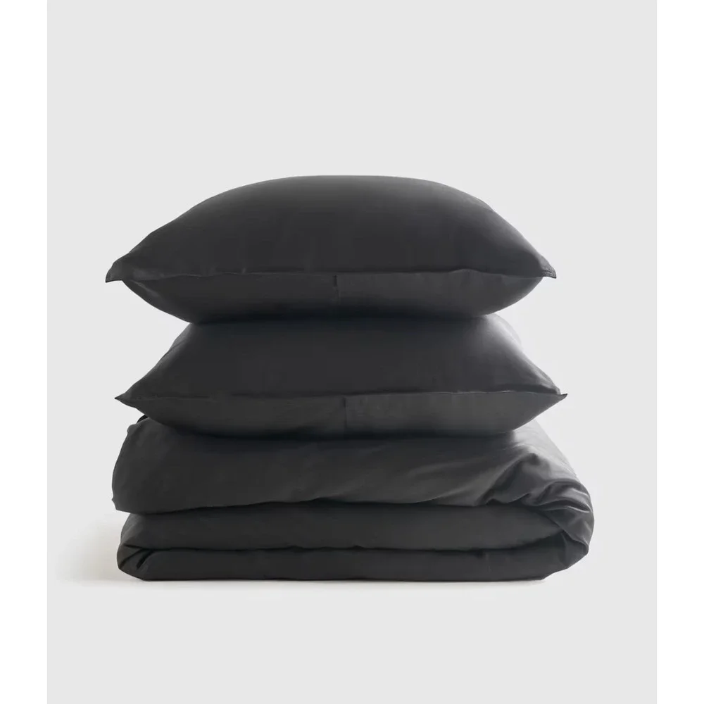 Quince Bamboo Duvet Cover Set Full/Queen Size Charcoal Gray 3 Piece